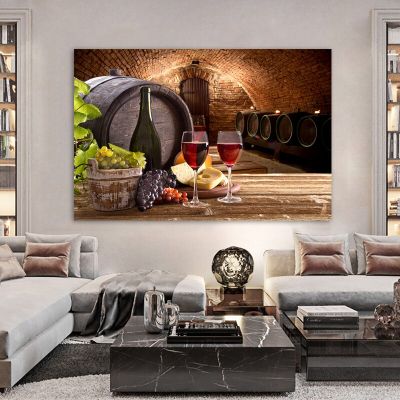 โปสเตอร์ขวดแก้วไวน์และภาพวาดผ้าใบลายพิมพ์ศิลปะบนผนังรูปภาพของ Cuadros3564-9ถังองุ่นของตกแต่งร้านอาหารแบบบ้านๆ (1ชิ้น)