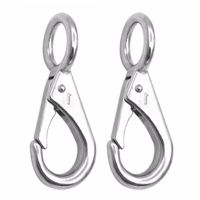 2Pcs Stainless Steel 316 Rigid Loaded Fixed Eye Spring Clip Snap Hook Carabiner Accessories for Boats