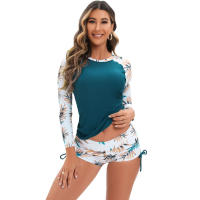 Surfing Rashguard Long Sleeve Swimwear Women Tankini Set with Shorts Rash Guards Two Pieces Surfing Suits Plus Size S-2XL New