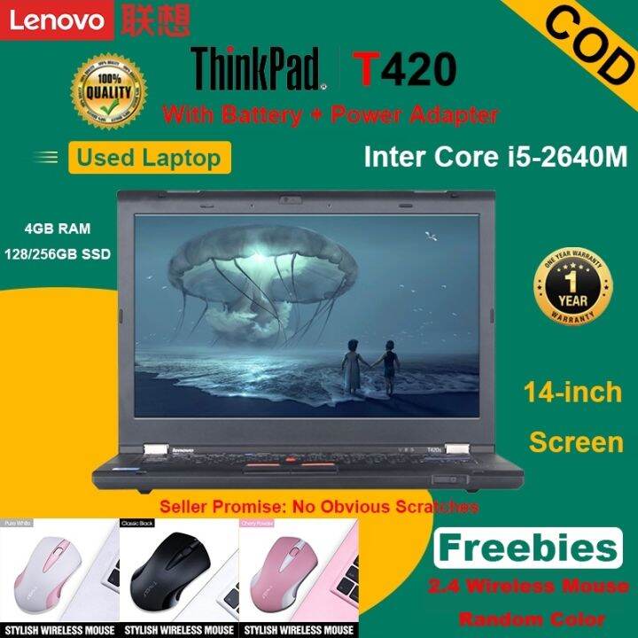 【COD】 [Freebie COD] Lenovo ThinkPad T420 2nd Hand Laptop Used Gaming 14in 4 128GB SSD With
