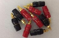 10Pcs Gold Plated Copper Large Current Amplifier Audio Terminal 4mm Banana Socket Brass Binding Post Adapter Connector