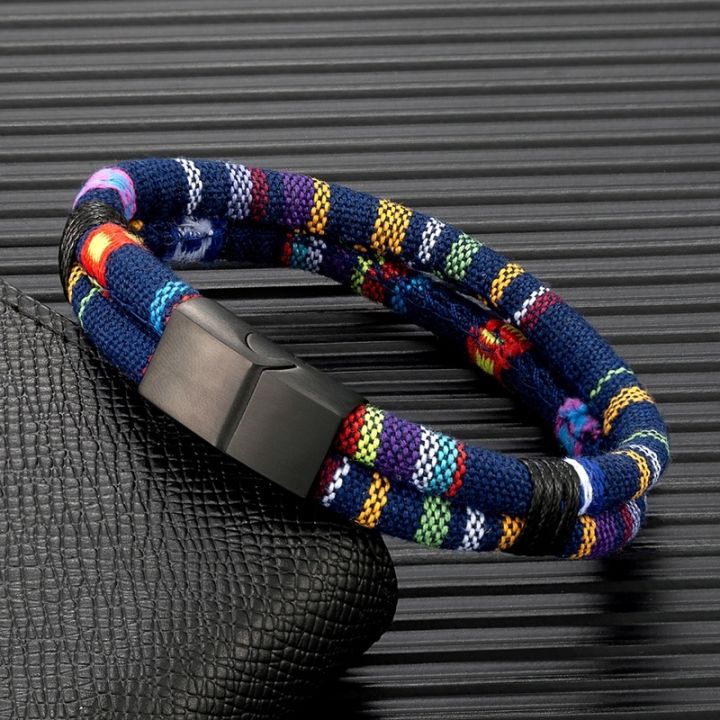 mkendn-surfer-rope-men-woven-double-layer-design-beach-jewelry
