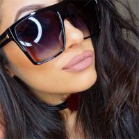 ℗◆✉ Fashion Vintage Sunglasses Women Brand Designer Oversized Sun Glasses 2021 Shades Large Black Lens Glasses UV400 Fashion Eyewear