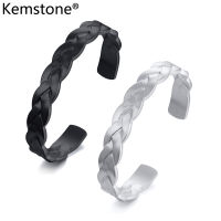 Kemstone กำไลข้อมือสเตนเลสสตีลกำไลข้อมือเงินสีดำกำไลข้อมือเครื่องประดับ