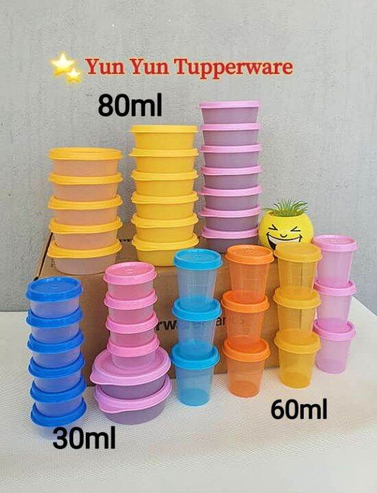 Tupperware Small Round Container 80ml (2 PCS) or Mini Round Container 30ml  (2 PCS) - Yellow / Purple / Blue