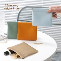 【LZ】❁  Saco organizador de couro para armazenamento de jóias Bolsa de batom Selagem de cabo Chaves de moedas Bolso de fone de ouvido Saco cosmético Armazenamento