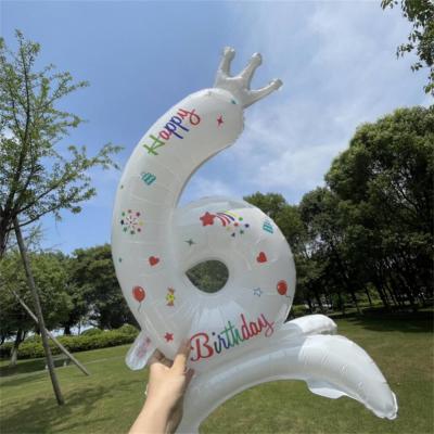 32Inch White Stand Number Balloon Mini Crown 0 1 2 3 4 5 6 7 8 9th Birthday Party Decoration Baby Shower Kids Toys Helium Globos Balloons
