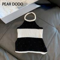 PEAR DODO เสื้อกั๊กแบบมีสายคล้องคอลายเกาหลีสำหรับผู้หญิง