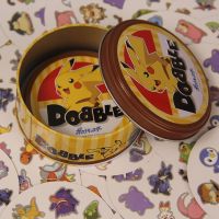 Pikachu It Dobble Game Cards Metal Kids Anime Collection Card Theme Child Gifts