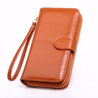 Women Wallet Leather Card Coin Holder Money Clip Long Clutch Phone Wristlet Trifold Zipper Cash Photo Famous Brand Female Purse