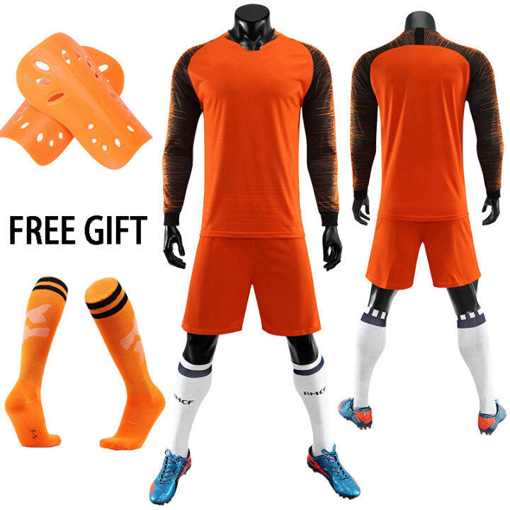 kids-adult-goalkeeper-uniforms-suit-football-jerseys-men-boys-women-long-sleeve-soccer-jerseys-set-with-socks-shin-guards