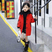 Winter Wool &amp; Blends Jacket For Girls New Korean Version Fashion Thicken Coat Mid-Length Hooded Casual Slim Childrens Clothing