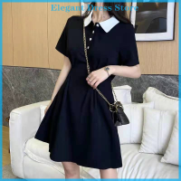 [KP Elegant]?? 2023 New Popular customize ผู้หญิงชุดปรับแต่ง TURN Down columar POLO Mini Dress SHORT Sleeve Simple Black Basic Summer trendy Preppy Girls เสื้อผ้า Leisure A-Line กระโปรง