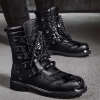 2023 New Men Boots Winter British Locomotive Leather Boots Vintage Knight Mens Boots Unisex Zapatos Mens Boots Plus Size