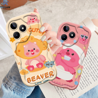 Rixuan เคส C53 Realme C51 C55 C30s C30 C35 C15 C12 Realme 11 10 5S 5 6i C25Y C21Y C1 C11 C33 9i 7i 8i C25 C17 C3 6 Pro 3D ขอบโค้งงอน้อยน่ารักมีความสุขเคสโทรศัพท์บีเวอร์