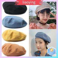 LIAOYING สีทึบทึบ หมวกเบเร่ต์ อังกฤษอังกฤษอังกฤษ ผ้าคอตตอน หมวกเบเร่ต์เด็กหญิง แฟชั่นสำหรับผู้หญิง เรโทร หมวกแก๊ปแบน ผู้หญิงผู้หญิงผู้หญิง