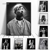 โปสเตอร์ Tupac รูปดาวฮิปฮอปแร็ปเปอร์2PAC ผ้าใบวาดภาพรูปภาพศิลปะผนังขาวดำสำหรับของขวัญตกแต่งห้องเด็กผู้ชายบ้าน