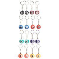 Colorful Billiard Ball Keychain Set 16 Pcs, Key Chain Balls Eightball Billar Chains Accessories