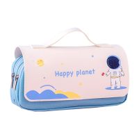 Large Capacity Pen Case with Handle Canvas Marker Case Stationery Bag School College Office Organizer for student Girl