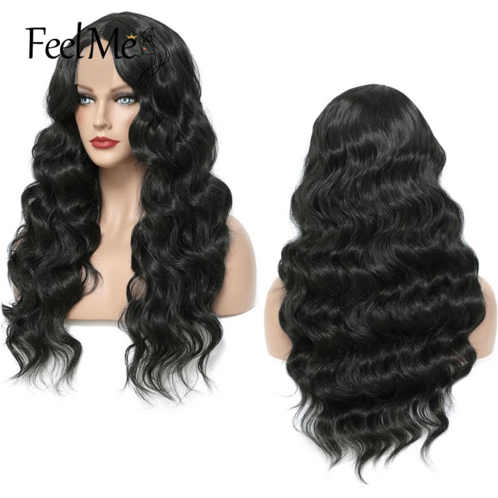 feelme-body-wave-synthetic-lace-front-wig-long-wavy-synthetic-hair-extensions-natural-black-wig-for-black-women-daily-use-26inch