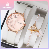 SHAARMS Đồng hồ nữ + Đồng hồ đeo tay ngọc trai bướm Đồng hồ thạch anh 2022 thumbnail