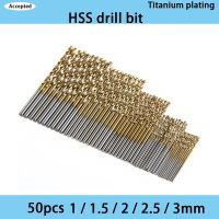 50 Pcs HSS High Speed Steel Drill Bit Titanium Plated Wood Drilling Drill Bit  Quality Power Tools 1/1.5/2/2.5/3mm Drills Drivers