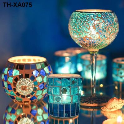 Glass Mosaic candlestick furnishing articles candlelight dinner props cup romantic valentines day