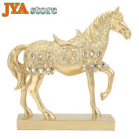 JYA Store รูปปั้นม้าสีทองตกแต่งรูปสัตว์รูปม้าจีนนำโชครูปปั้นประดับบ้าน