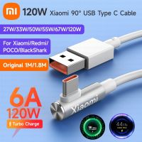 120W 6A Usb Type C ของแท้สายชาร์จอย่างรวดเร็วข้อศอก90องศาสำหรับเกม Mi 12 11 10 9 Poco X5 Redmi Note 12 Pro + Tipo