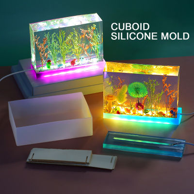 【คลังสินค้าพร้อม】Dry Flower Cube Ornament Square Lamp Holder Cuboid Silicone Abrasive DIY Crystal Epoxy Resin Mold For Atmosphere Night Light