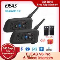 EJEAS V6 PRO ชุดหูฟังหมวกกันน็อกเครื่องติดต่อสื่อสารบลูทูธรถจักรยานยนต์6 Riders 1200M Interphone สื่อสาร + Splint โลหะ