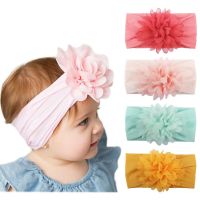 Baby Girls Nylon Headband Chiffon Flower Hair Band Elastic Soft Hair Accessories for Kids Toddlers