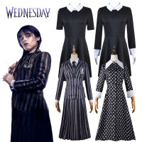 New Design Gothi Female Vestidos Halloween Arnival Suit Role Play s Black Shirt Kids Cosplay Dress Wednesday Addam Costume