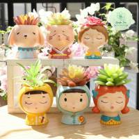 พร้อมส่ง จากไทยกระถาง PVC ลายตัวการ์ตูนน่ารัก Cactus Succulent กระถางดอกไม้ ไม้อวบน้ำ กุหลาบหิน กระบองเพชร กระถางเล็ก