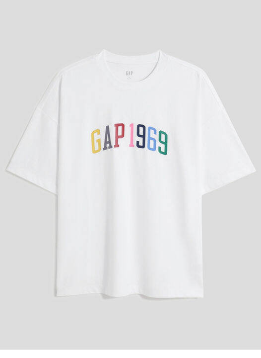 gap-2023ใหม่ของผู้ชายเสื้อยืดโลโก้แขนสั้น602975ผ้าฝ้ายบริสุทธิ์เงาด้านบน