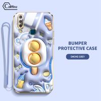 Callfire เคสใหม่สำหรับ Vivo Y17 Y15 Y12 Y11 Y12i 2019 1901 1902 1904 1940 1906สตรอเบอร์รี่ลายไอศกรีมขนมฟรีสายคล้องหรูหราฝาครอบป้องกันเคสนิ่มเคลือบอิเล็คโทรเพลทกันตกและการชนกัน