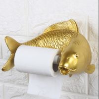 Household Toilet paper roll holder creative personality toilet paper towel holder bathroom no punching cute carp paper holder Toilet Roll Holders