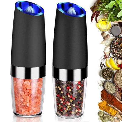 2021Electric Automatic Salt Pepper Grinder Gravity Spice Mill Adjustable Spices Grinder with LED Light Kitchen Tools Grain Gadgets