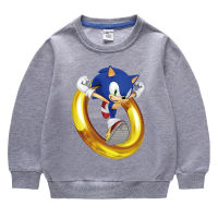 Sonic The Hedgehog Boy กีฬาเสื้อแขนยาวสำหรับชายหญิงเสื้อผ้าเด็กฤดูใบไม้ผลิและฤดูใบไม้ร่วงเสื้อกันหนาว100% ผ้าฝ้ายรอบคอ2-9ปี