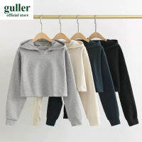 guller เสื้อสเวตเตอร์สั้นมีฮู้ดสำหรับผู้หญิง,เสื้อฟิตเนสลำลองทรงหลวมยืดหยุ่นเสื้อกีฬาเสื้อผ้าโยคะ