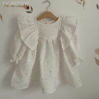 【hot】▲▤  Baby Star Cotton Ruffle Flared Sleeve Infant Toddler  Vestido 1-5Y