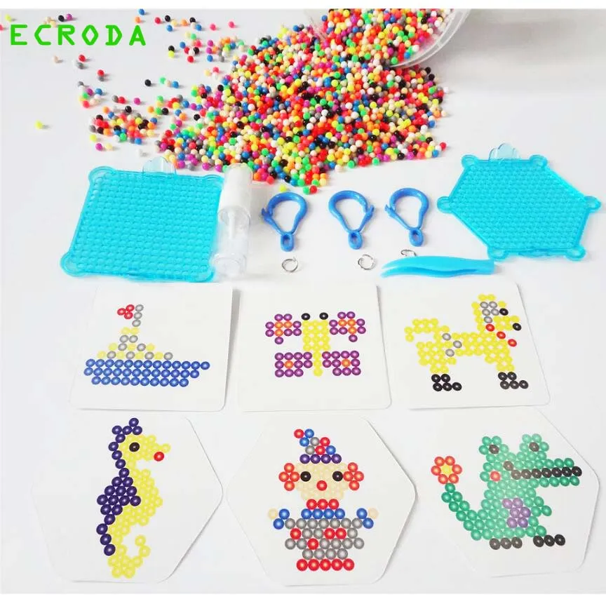 Magic Beads Kits Water Sticky Perler Beados Pegboard Set Fuse Jigsaw Puzzle  Education Toys for Kids Best Gift