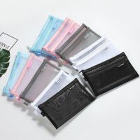 ♨✿▲ Simple Transparent Nylon Mesh Storage Bag Large Capacity Stationery Bag Pencil Case Portable Cosmetic Bag Makeup Case Pouch