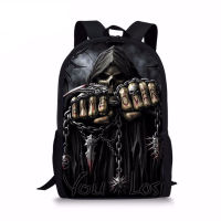 Cool Skull Reaper Print Men Backpack Kids Boys Rock Roll Backpacks School Bags for Teenage Daily Bagpack Book Bag Packs Bookbag