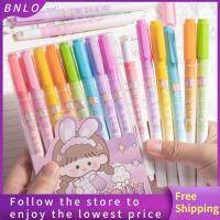 BNLO 8 Colors ลายเส้นตลก ปากกาโค้งมน ตกแต่งบัญชีมือ หัวคู่ ปากกาเน้นข้อความกราฟฟิตีสี ใช้งานได้จริง หลายรูปทรง ปากกาเขียนโครงร่าง นักเรียนก็อก