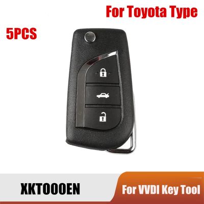 Xhorse XKTO00EN Universal Wire Remote Key Fob 3 Buttons Black + Silver ABS + Metal for Toyota Type for VVDI Key Tool 5Pcs/Lot
