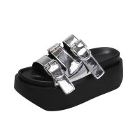 Summer Chunky Slippers Women 2023 Fashion Thick-Bottom Sandals Flip Flops Wedges Buckle Slippers Platform Beach Slides Zapatos