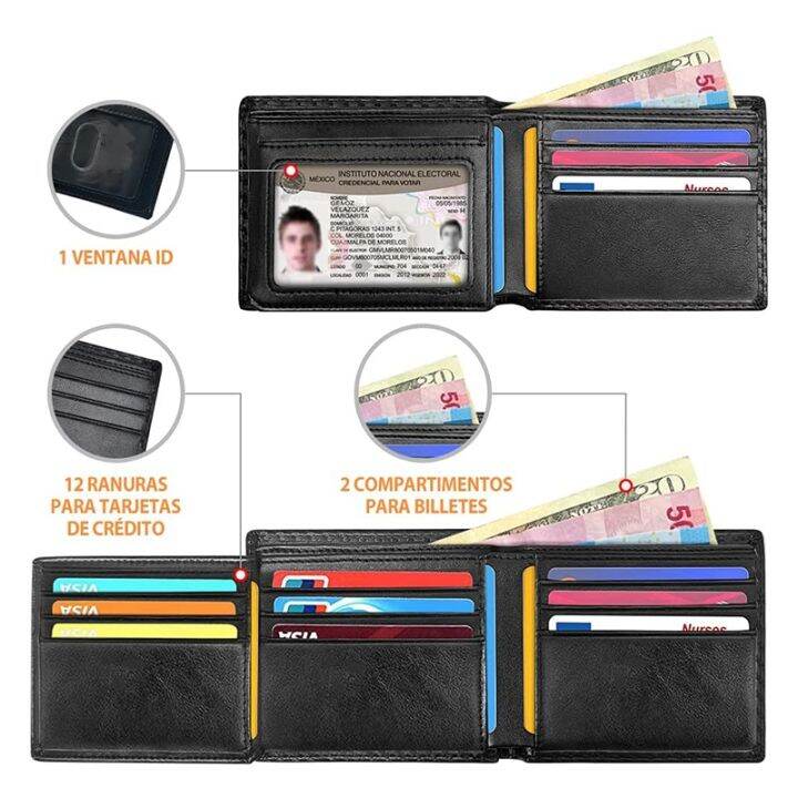 slim-minimalist-tri-fold-wallet-carbon-fiber-rfid-blocking-mens-wallet-with-id-window-and-9-card-slots