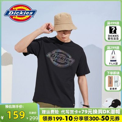 ♠Dickies เสื้อยืดแขนสั้นชาย22ใหม่ฤดูใบไม้ผลิและฤดูร้อนคู่สีสันโลโก้ใหญ่หญิง10220