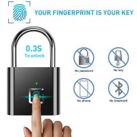 [hot]✢  silver USB Rechargeable Door Lock Fingerprint Padlock Zinc alloy Metal identify Security lock